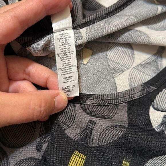 LuLaRoe XS Classic Hot Air Balloon Black White Gold Gray Short Sleeve Crew Tee - Picture 8 of 10